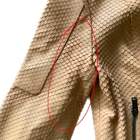 Banana Republic Heritage Blush Lamb Leather Scale Texture Moto Biker Jacket XS - Picture 5 of 7